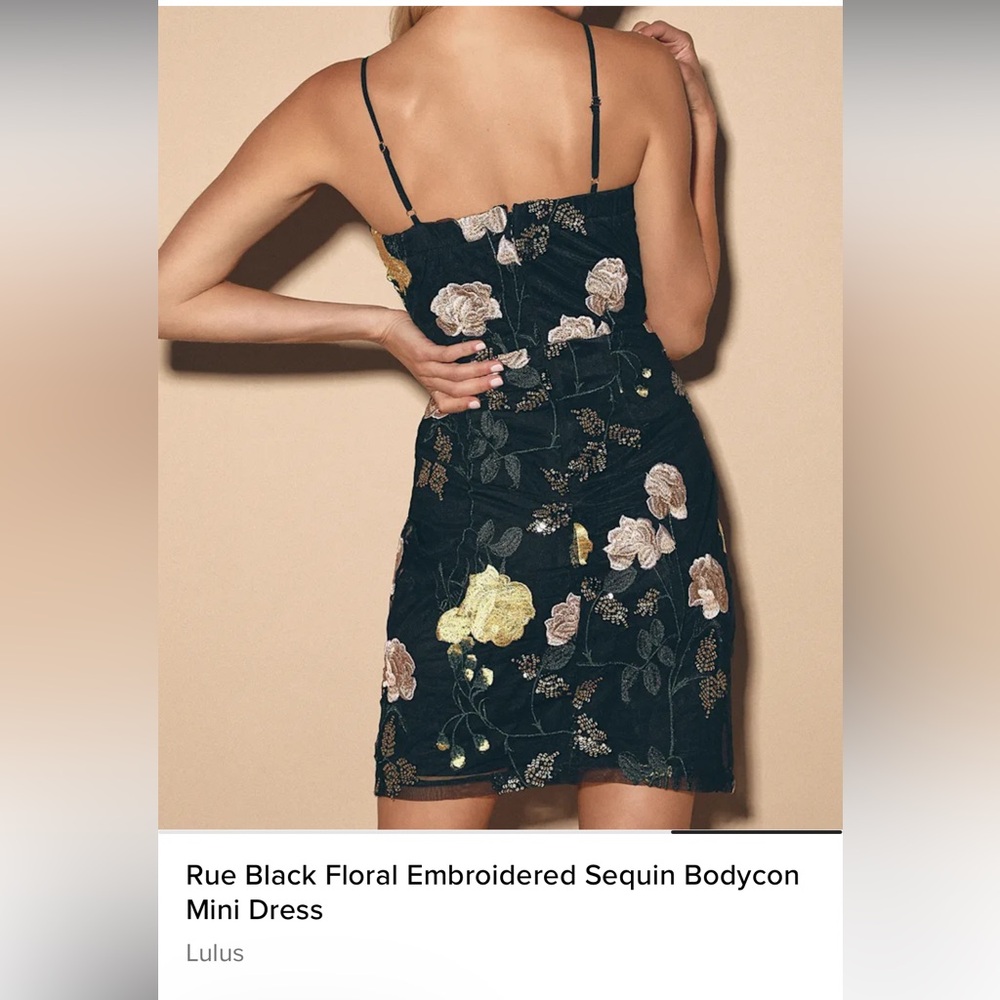 Lulu's Black Floral Embroidered Mini Dress - Picture 3 of 9